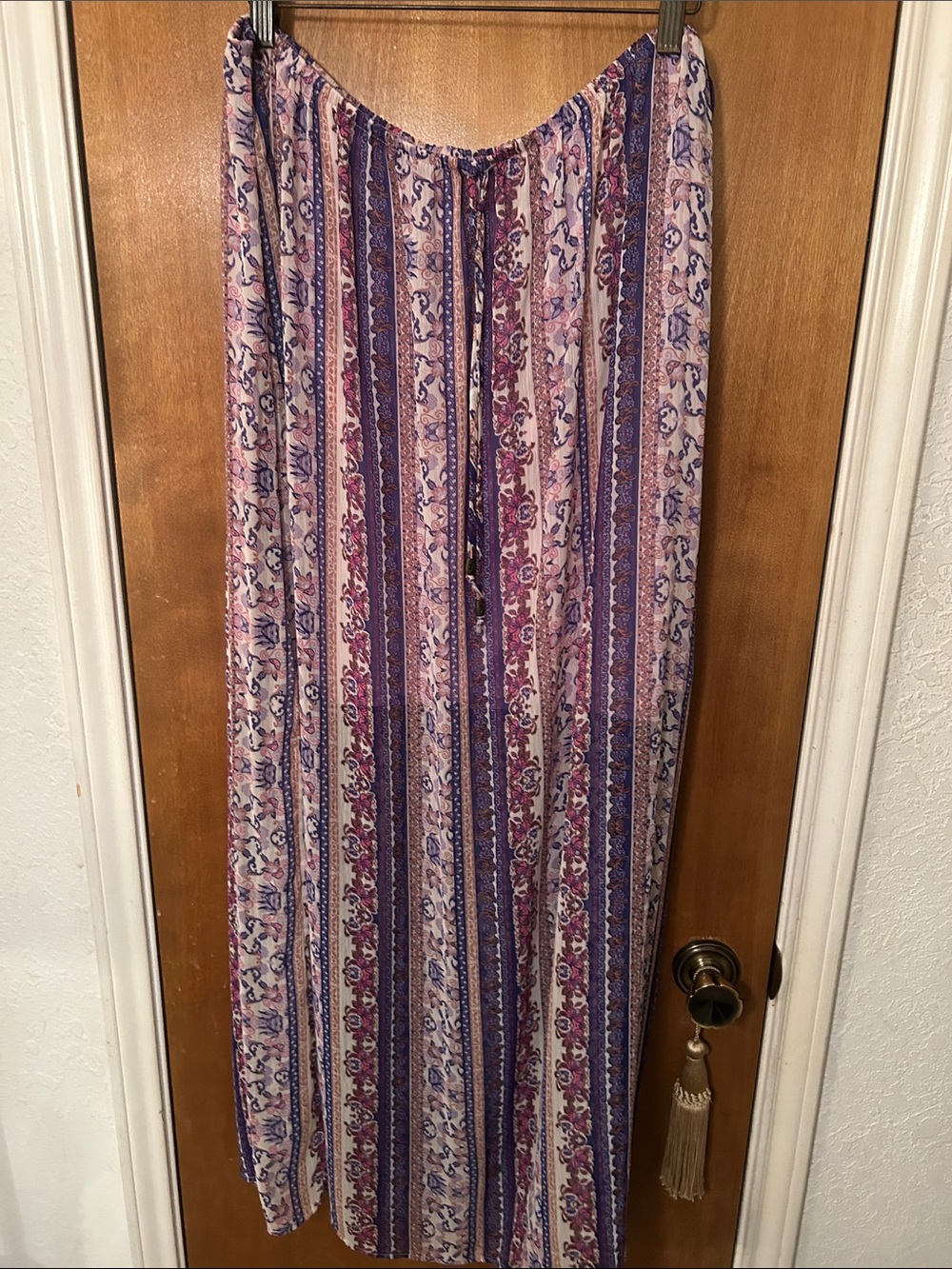 Xhilaration Lavender Boho Maxi Skirt with Paisley Trim. XL